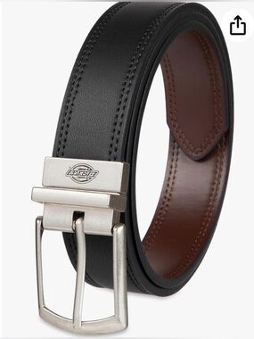Dickies Reversible Black/Brown Leather Belt, Size 32